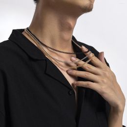 Chains Multi-layer Metal Men Chain Necklace Simple Clavicle Retro Mix Short Joker For Gift