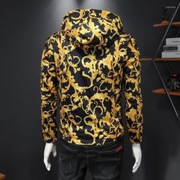 Men's Jackets Jacket Men's Korean Hoodie Luxury Gold Print Bomber Men 2023 Royal Casual Coats Windbreaker Clothes Streetwear Social