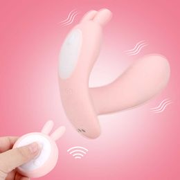 Remote Control Wearable Rabbit G-spot Clitoral stimulation Dildo Vibrator Smart Heating 10 Vibration Modes