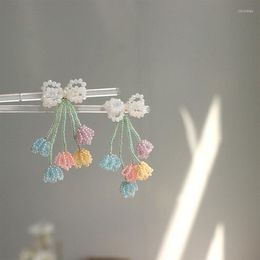 Stud Earrings Rice Bead Butterfly Festival Tassel Flower Figure Fashion Simplicity Bohemia Hand Weaving Beaded