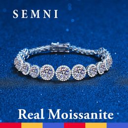 SEMNI 10CT Real Moissanite Diamond Round Bracelets for Women Girls Sparkling 925 Sterling Silver Luxury Fine Jewellery ForeverLove