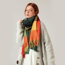 Scarves Autumn And Winter Scarf Women Men British Bagh Bristled Cashmere Shawl Dual-use Thick Couple Unisex