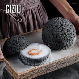 Plates Creative Volcano Stone Ball Shaped Bowl Black Moon Plate Tableware El Restaurant Kitchen Utensils Dinner Dessert