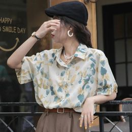 Shirts Print Shirts Summer Women's TShirts Loose Blouses Cute Tops For Teens Short Sleeve Aesthetic Clothes Vintage Korean Fashion