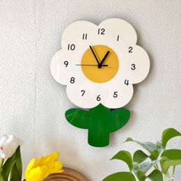 Wall Clocks Clock Flower Hanging Decoration For Indoor Office Home Decor Bathroom