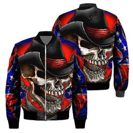 Men's Jackets Autumn Winter Jacket Stylish Fashion Hip Hop High Quality Skeleton Skl Print Kapital Zipper Coat Halloween Drop d Dhryx