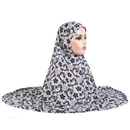 Muslim Women One Piece Hijab Hat Islamic Amira Headscarf Head Wrap Shawl Neck Covers Turban Arab Bandanas Accessories Fashion