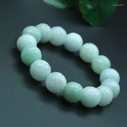 Link Bracelets Natural 5A Top Brand Green Jade Bracelet Lotus Beads Men Women Jewellery Jadeite Bangles