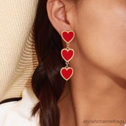 Stud New Circle Love Heart Long Dangle Earrings For Women Exaggerated Big Red Statement Earrings For Party