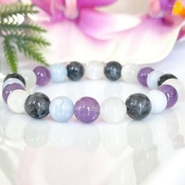 Link Bracelets MG1781 Aquarius Zodiac Gemstone Mix Bracelet Moonstone Aquamarine Labradorite Amethyst Healing Crystals Beaded Jewellery