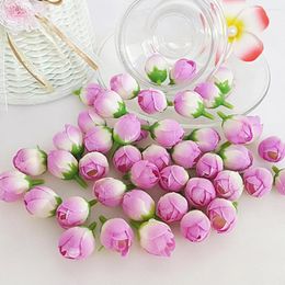 Decorative Flowers 100Pcs Fake Anti-fall Atmosphere Props Wedding Rose Buds Simulation For Shopping Mall