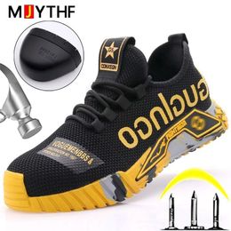 Safety Shoes Fashion Sports Shoes Work Boots PunctureProof Safety Shoes Men Steel Toe Shoes Security Protective Shoes Indestructible 230509