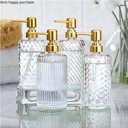 Liquid Soap Dispenser 400ml Transparent Glass Lotion Bottle Hand Sanitizer Shampoo Shower Gel Bathroom Accessories 230510