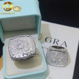 Pass Diamond Tester Iced Out 925 Sterling Silver Custom Name Men Vvs Moissanite Hip Hop Ring