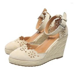 Sandals Wedge Shoes Women Summer Hollow Pointed High Heel Thick Bottom Platform Black Heels