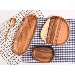 Plates Irregular Acacia Wood Plate Shaped Solid Fruit Dessert Wooden Tray