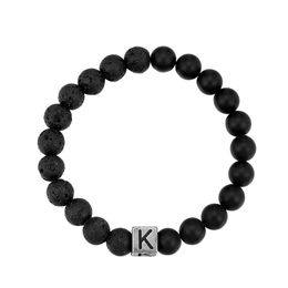 Natural Black Volcano Stone Beaded Bracelet for Men And Women's Lovers With Elastic Adjustable Charm Jewelry