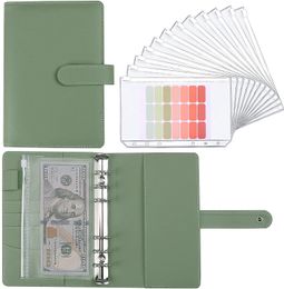 Notepads A6 Budget Binder Planner With 12 Pieces Cash Envelopes Colorful PU Leather Notebook 12 PCS Pockets 230511