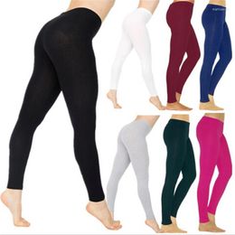 Women's Leggings 2023 Women Blended Fabrics White Black Grey Solid Color Skinny Stretchy Pants Casual Sport Fitness