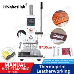 WT-90DS Manual PVC Card Leather Paper Hot Foil Stamping Bronzing Embossing Branding Press Machine Burn Iron Logo Stamp Tool With positioning slider