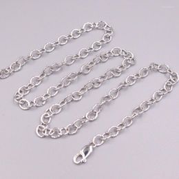 Chains Fine Pure S925 Sterling Silver Chain Women Men 4mm Round Hollow O Link Necklace 55cm 22inch