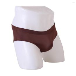 Underpants Ice Silk Underwear For Men Transparent Sexy Convex Pouch Briefs Ultra-thin Breathable Low Waisted Traceless Lingerie Comfortable