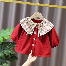 Jackets Spring Kids Girl's Clothes Loose Short Windbreaker Jacket For Toddler Girls Children Clothing Fashion Design Lapel Trench Coats