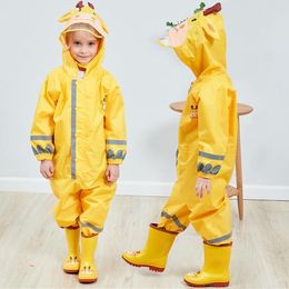 Rain Gear Baby Boy Girl Hooded Raincoat Jumpsuit Child Cartoon Rain Gear Suit Kid Waterproof Rain Clothing 2-9Y 230511