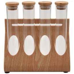 Hooks Wooden Coffee Beans Tea Display Rack Stand Glass Test Tube Sealed Storage Decorative Ornaments Cereals Canister For Barista