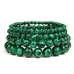 Natural Green Malachite Stone Bracelet 4/6/8/10mm Handmade Round Beads Bracelets Couple Energy Yoga Bracelet Men Women Jewelry