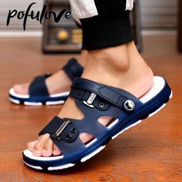 Sandals Pofulove Sandals for Men Designer Shoes Summer Beach Slippers Fashion Non Slip Durable Casual Shoe Gladiator Zapatos EVA 230510