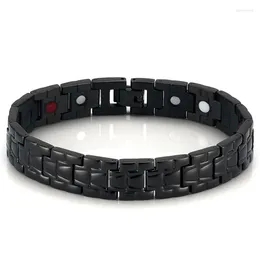 Link Bracelets Titanium Steel Electroplated Black Stripe Four-in-one Magnet Bracelet Men's Adjustable