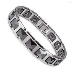 Link Bracelets Ikuinen Trendy Black Magnetic Bracelet Ceramic Hematite Health Energy For Men Chain Stainless Steel Man