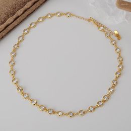 Chains Youth Of Vigor Solid 925 Silver Round CZ Links 18K Gold Tone Thick Chain Necklace Y1S2N1022