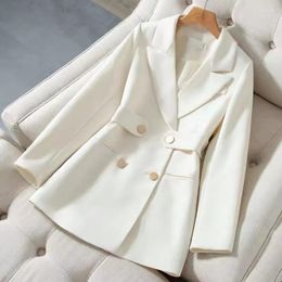 Women's Suits Slim Fashion Black Trench Coat Women 2023 Spring Autumn Windbreaker Female Size 4XL White Belt Blazer Vintage