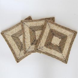 Table Mats Home Placemat Weaving Square Dining Mat Natural Pussy Single Insulation Pad Pot Decoration Accessories