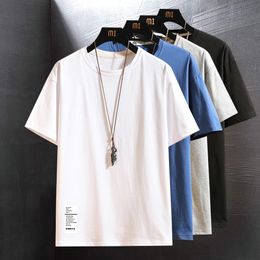 Mens TShirts Short Sleeve T Shirts For Solid Color Korean Fashion Casual Pure Cotton Tshirts Outwear Basic Tops 230511