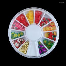 Nail Art Decorations 1wheel Mix Colors Fashion 12 Different Shapes 3D Polymer Clay Fruit Slices Cane Wheel DIY Designs