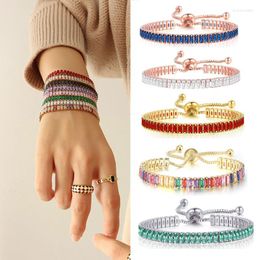 Link Bracelets Colourful Crystals Iced Out Zircon Tennis Bracelet Luxury Classic Adjustable Slider Fashion Jewellery For Women