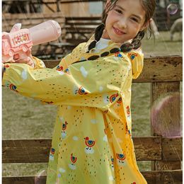 Rain Gear Children Waterproof Rain Coat Conjoined Design Rain Poncho Cute Print Rain Cover Safety Reflective Strip Rain Clothes 230511