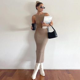 Casual Dresses Fashionable Temperament Slimming 2023 Summer Women's Clothing Personality Backless Sunken Stripe Strap Dress Long