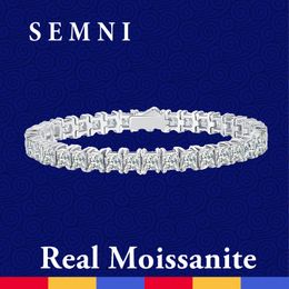 SEMNI Customizable Total 19.5ct 4*4mm Moissanite Tennis Bracelet for Women Men 925 Sterling Silver Luxury Bangle Sparkle Diamond