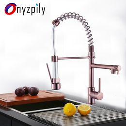 Kitchen Faucets Chrome Spring Faucet Pull Down Dual Spouts 360 Swivel Handheld Shower Mixer Crane Cold 2 Outlet Taps 230510