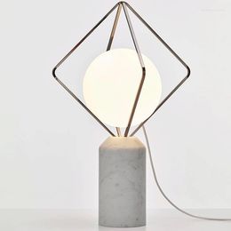 Table Lamps Modern Glass Marble Base Lamp Home Study Bedroom Bedside Decor Desk Light LED Suspension TA234