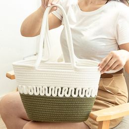 Evening Bags Large capacity beach bag vacation cotton woven basket single shoulder 230510