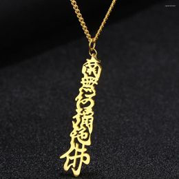 Pendant Necklaces Buddhism Men Woman Necklace Chinese Style Nanmo Amitabha Buddha Pray Lucky Jewellery Stainless Steel