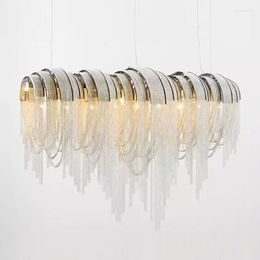 Pendant Lamps Postmodern Tassel Simple Creative Lliving Room Hall Staircase Large Chandeliers Duplex Building Villa Light Fixtur