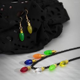 Necklace Earrings Set UNEXDA Gothic Colorful LED Light Bulb Sweet Halloween Punk Style