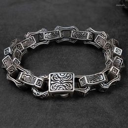 Link Bracelets Vintage Carved Black Punk Bracelet For Men Stainless Steel Fashion Jewellery Street Culture Mygrillz