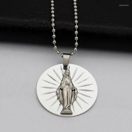 Chains Diyalo Round Pendant Jesus Christ Virgin Mary Necklace Our Lady Of Guadalupe Women Men Catholic Christian Jewelry